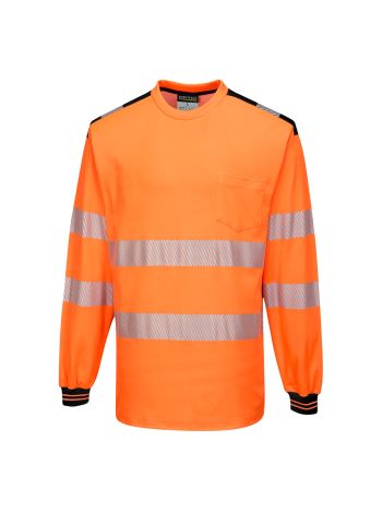 PW3 Hi-Vis T-Shirt L/S, 4XL, R, Orange/Black