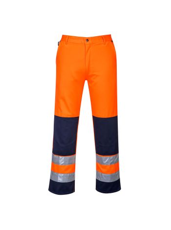 Seville Hi-Vis Trousers, L, R, Orange/Navy
