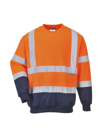 Two Tone Hi-Vis Sweatshirt, 4XL, R, Orange/Navy