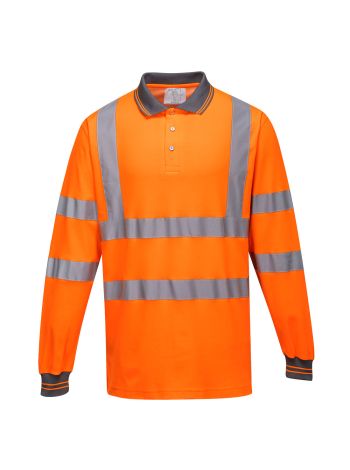Long Sleeved Cotton Comfort Polo, L, R, Orange