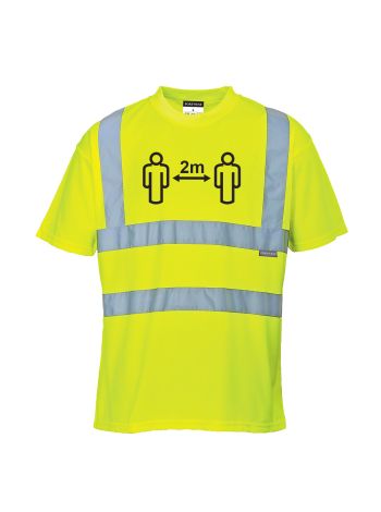 Social Distance Hi-Vis T-Shirt, L, R, Yellow