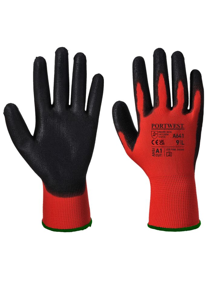 Red - PU Glove, L, R, Red/Black