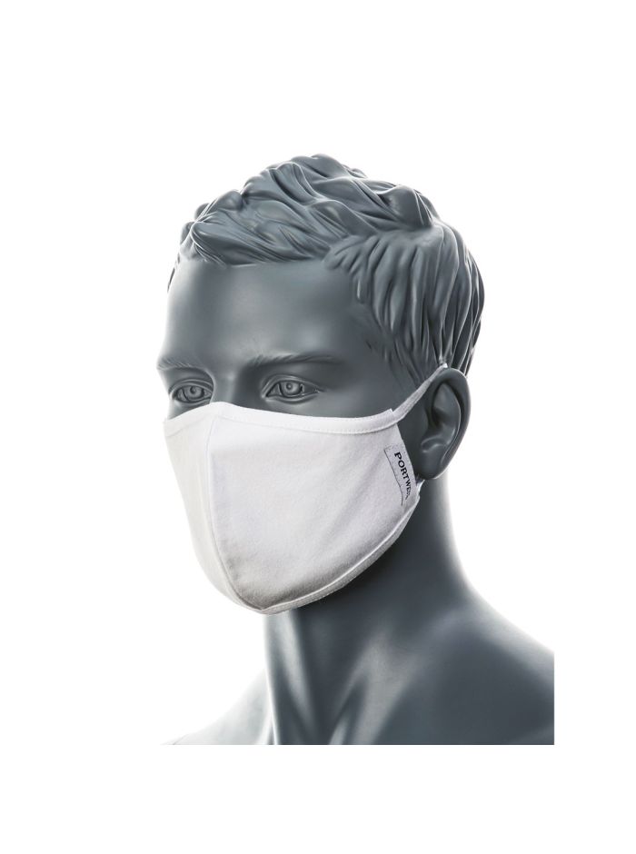 2-Ply Anti-Microbial Fabric Face Mask (Pk25), , R, White