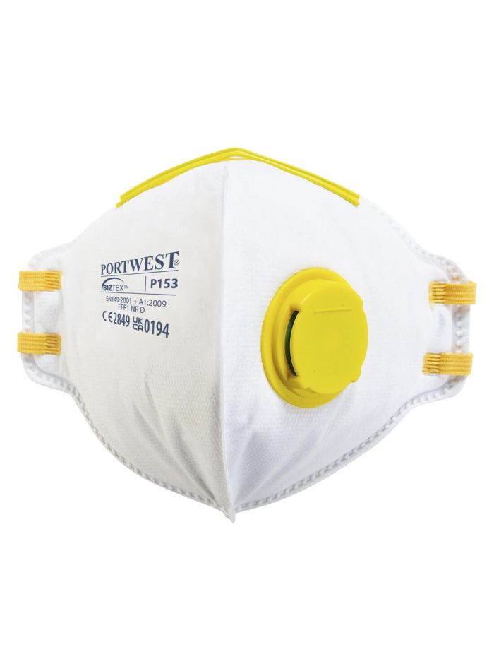 FFP1 Valved Dolomite Fold Flat Respirator, , R, White