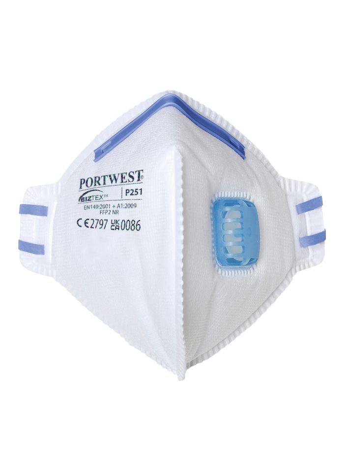 FFP2 Valved Fold Flat Respirator, , R, White
