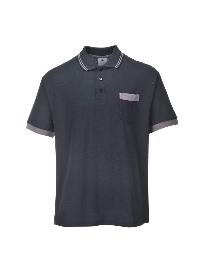 Portwest Texo Contrast Polo Shirt, L, R, Black